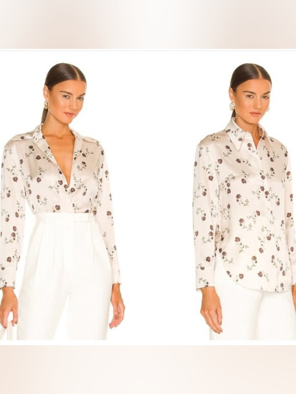 Vince Autumnal Rose Shaped Collar Blouse